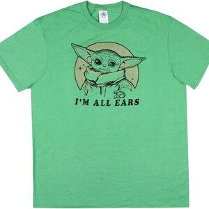 Star Wars The Mandalorian Distressed Grogu Baby Yoda I'm All Ears Adult T-Shirt